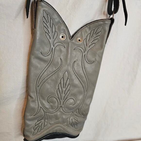 Cowboy Boot Gray Crossbody Purse/bag. Made USA. Sturdy straps. Cowgirl. Western. - Picture 13 of 16